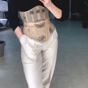 Strapless Tattoo Mesh Corset Belt,